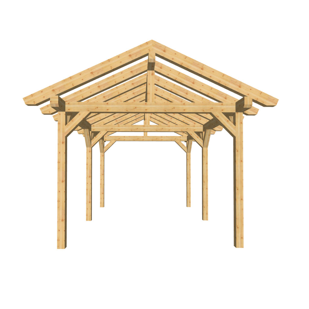 Bauplan Carport Satteldach 2 3D-Frontansicht
