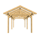 Bauplan Carport Satteldach 2 3D-Frontansicht