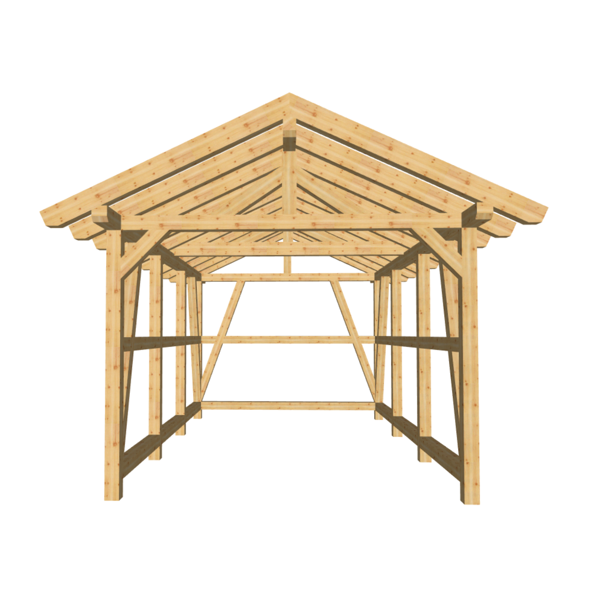 Bauplan Carport Satteldach 3 3D-Frontansicht