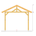 Bauplan Carport Satteldach 3 Querschnitt mit Bemaßung