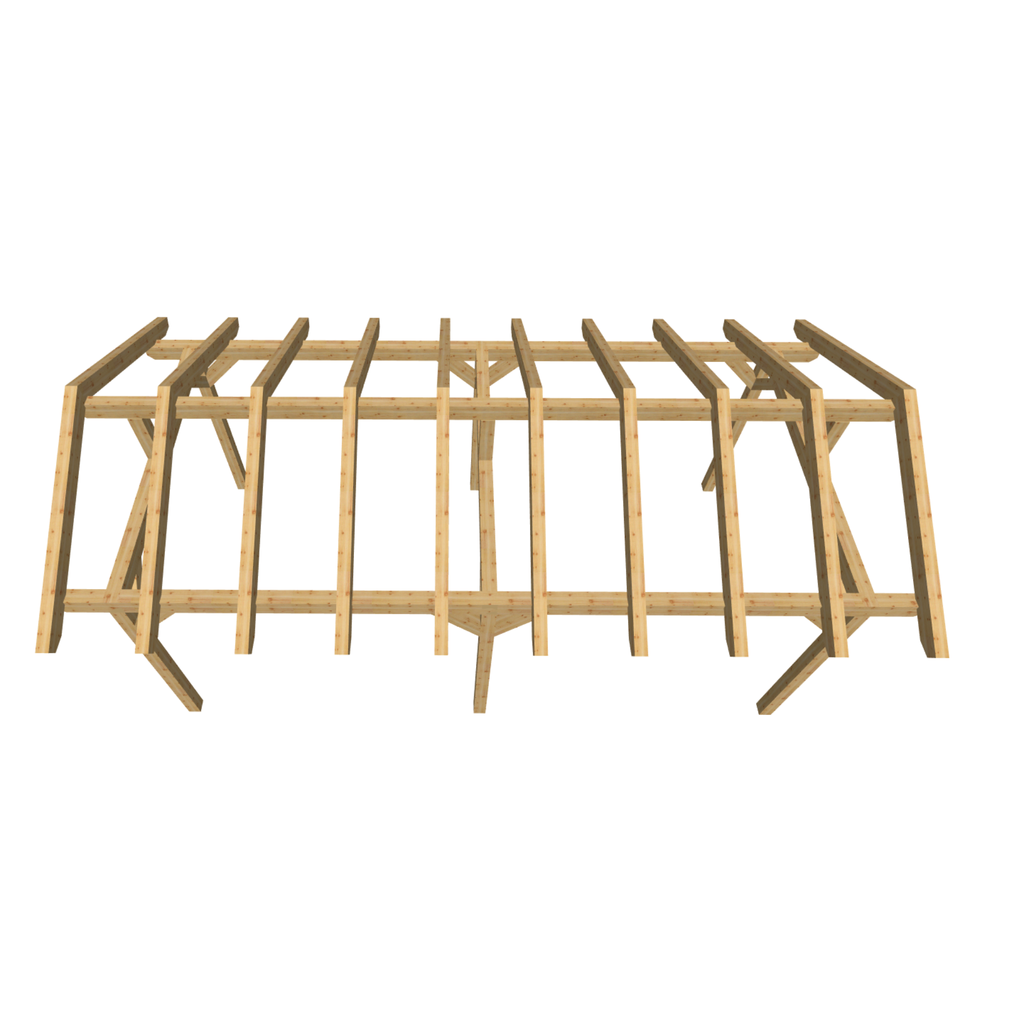 Bauplan Carport Satteldach 4 3D-Draufsicht