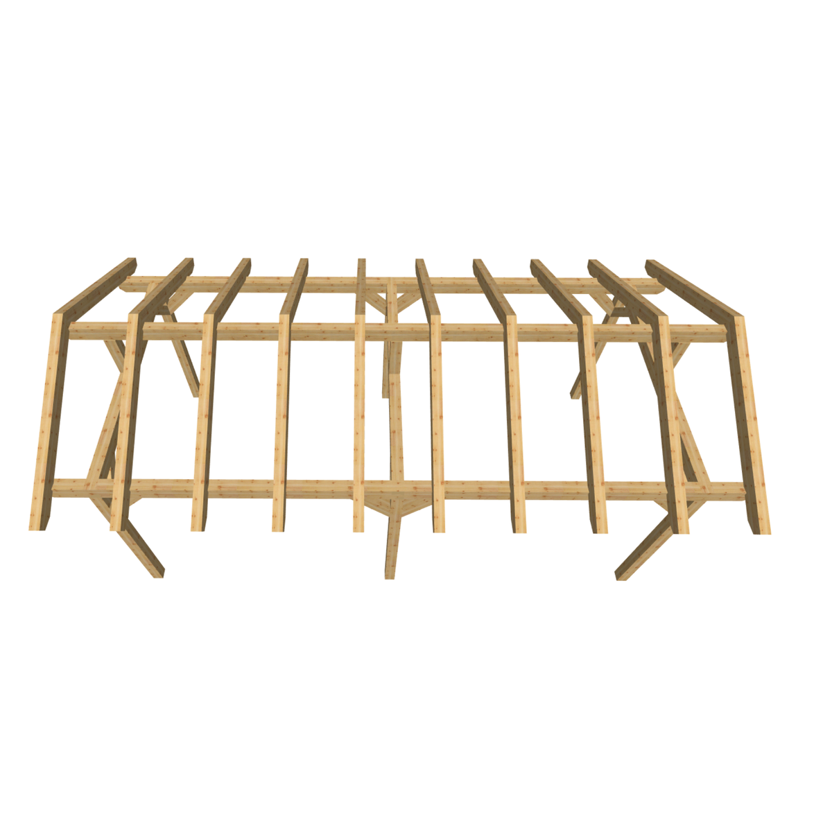 Bauplan Carport Satteldach 4 3D-Draufsicht