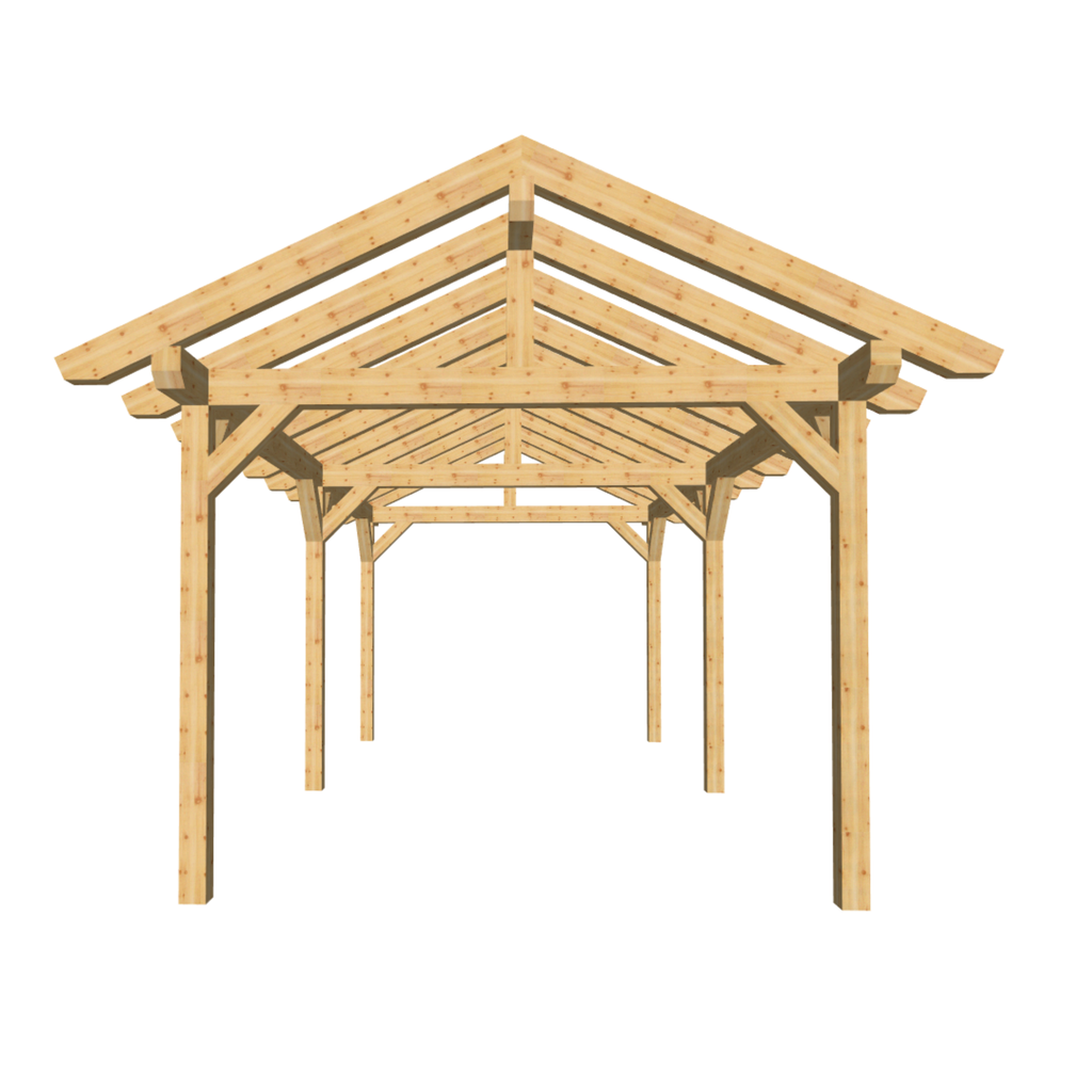 Bauplan Carport Satteldach 4 3D-Frontansicht