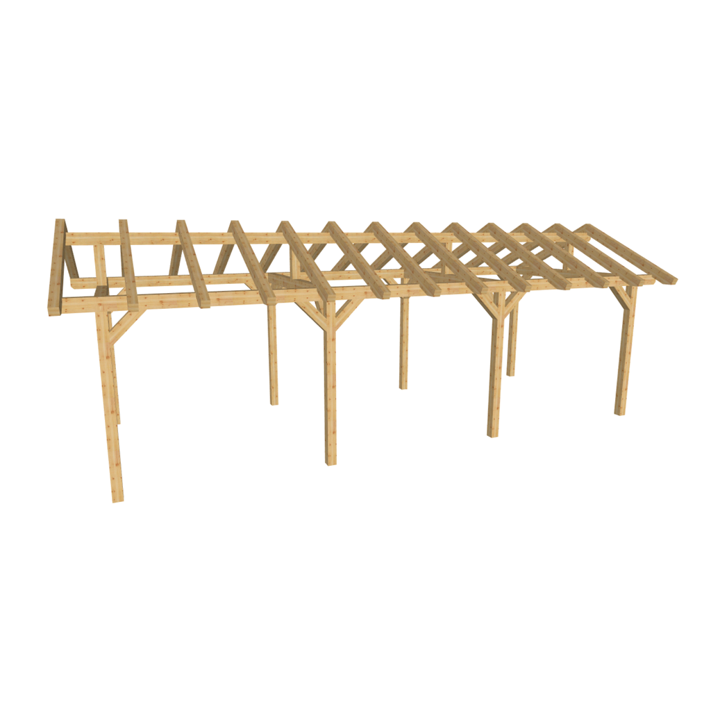 Bauplan Carport Satteldach 6 3D-Ansicht schräg von vorn