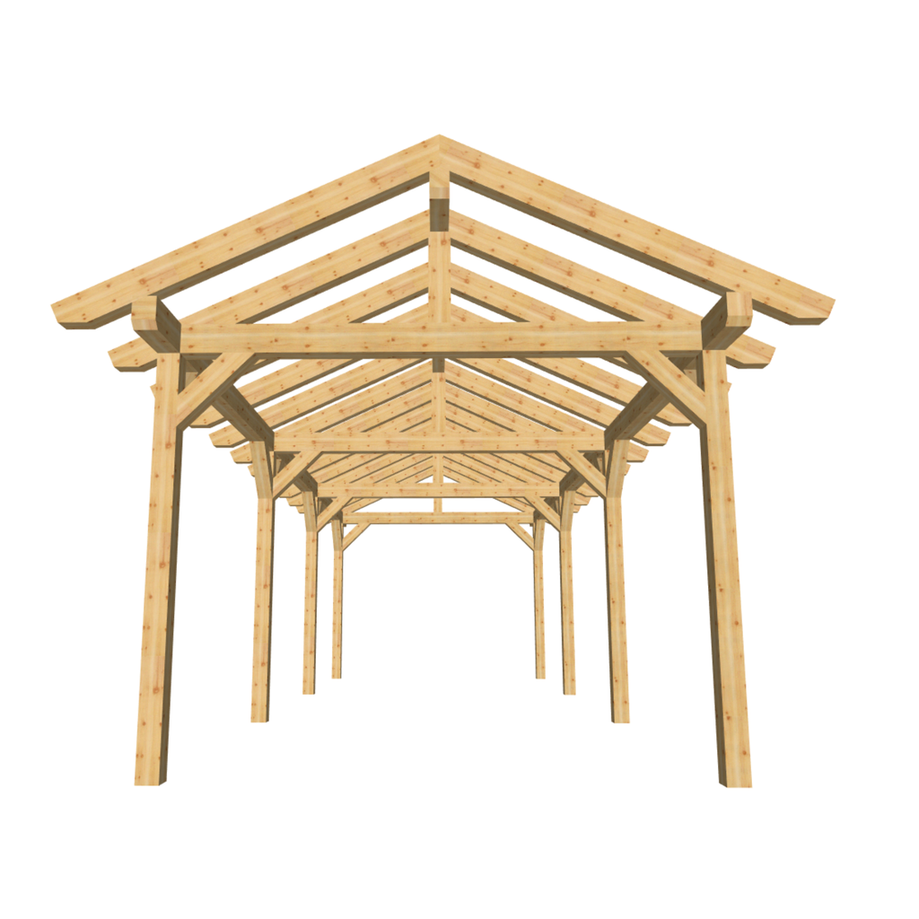 Bauplan Carport Satteldach 6 3D-Frontansicht