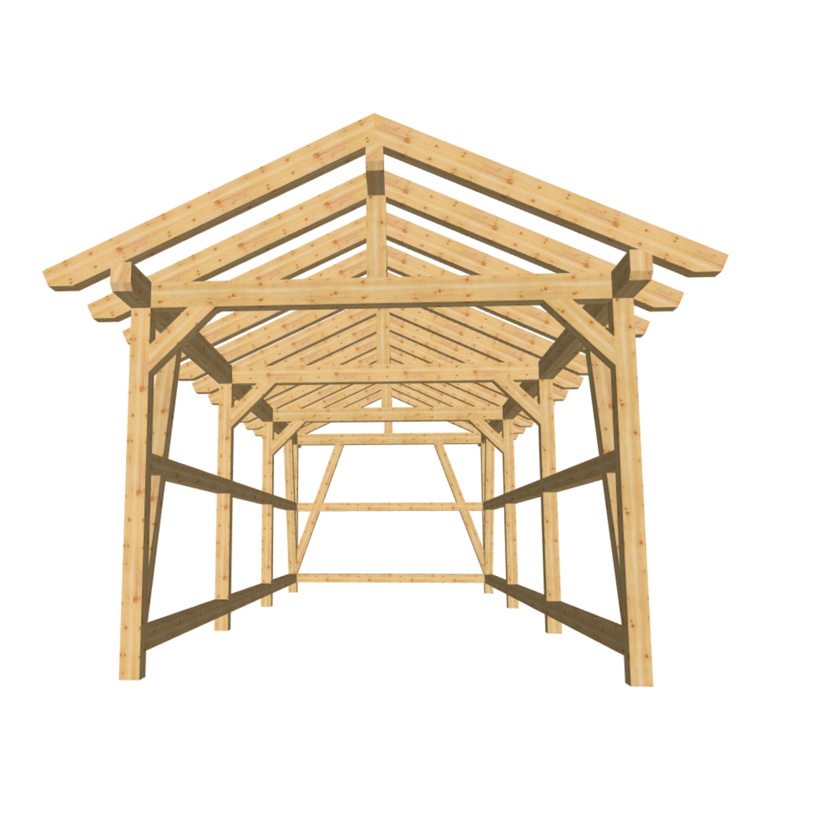 Bauplan Carport Satteldach 7 3D-Frontansicht