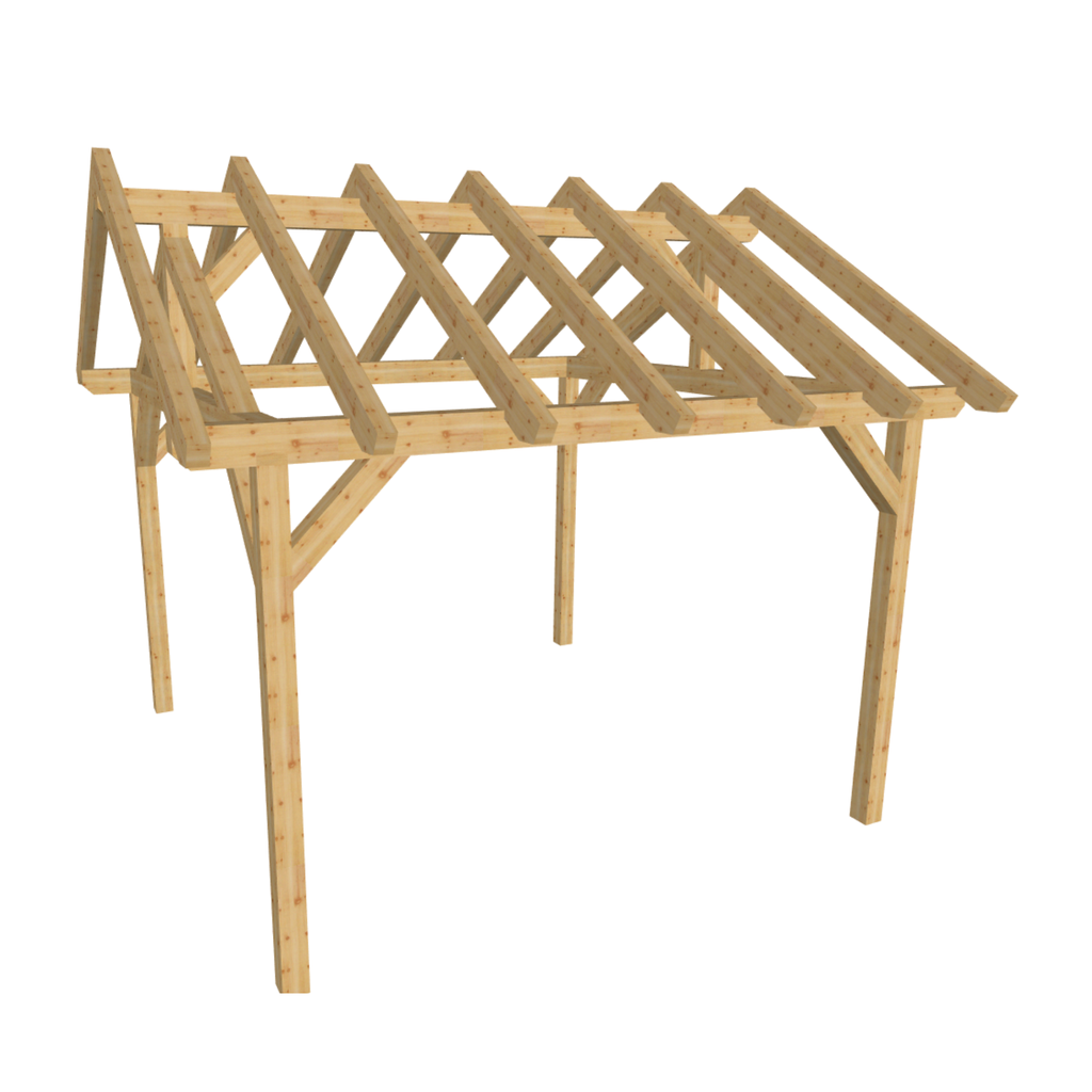 Bauplan Carport Satteldach 8 3D-Ansicht schräg von vorn