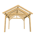 Bauplan Carport Satteldach 8 3D-Frontansicht