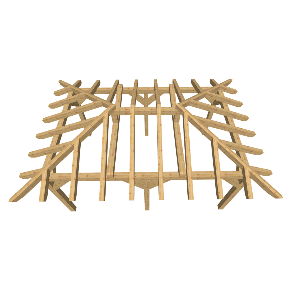 Bauplan Carport Walmdach 12 3D-Draufsicht
