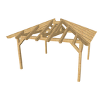 Bauplan Carport Walmdach 13 3D-Ansicht schräg von vorn