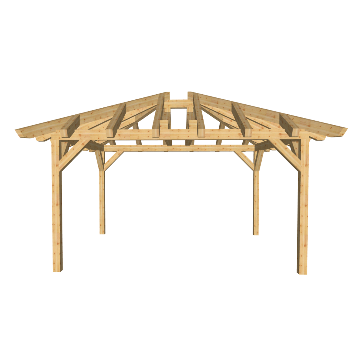 Bauplan Carport Walmdach 13 3D-Frontansicht