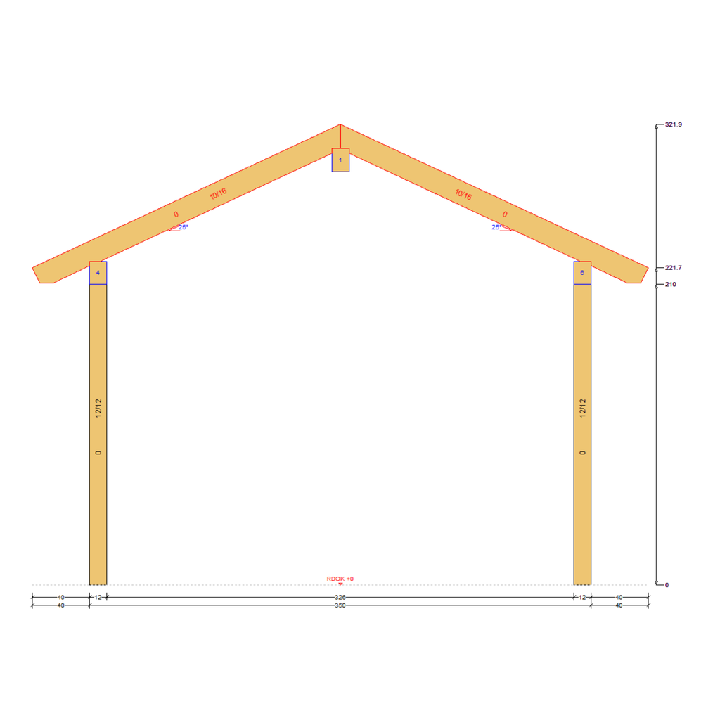 Bauplan Carport Walmdach 13 Querschnitt mit Bemaßung