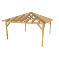 Bauplan Carport Walmdach 14 3D-Ansicht schräg von vorn