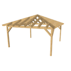 Bauplan Carport Walmdach 14 3D-Ansicht schräg von vorn