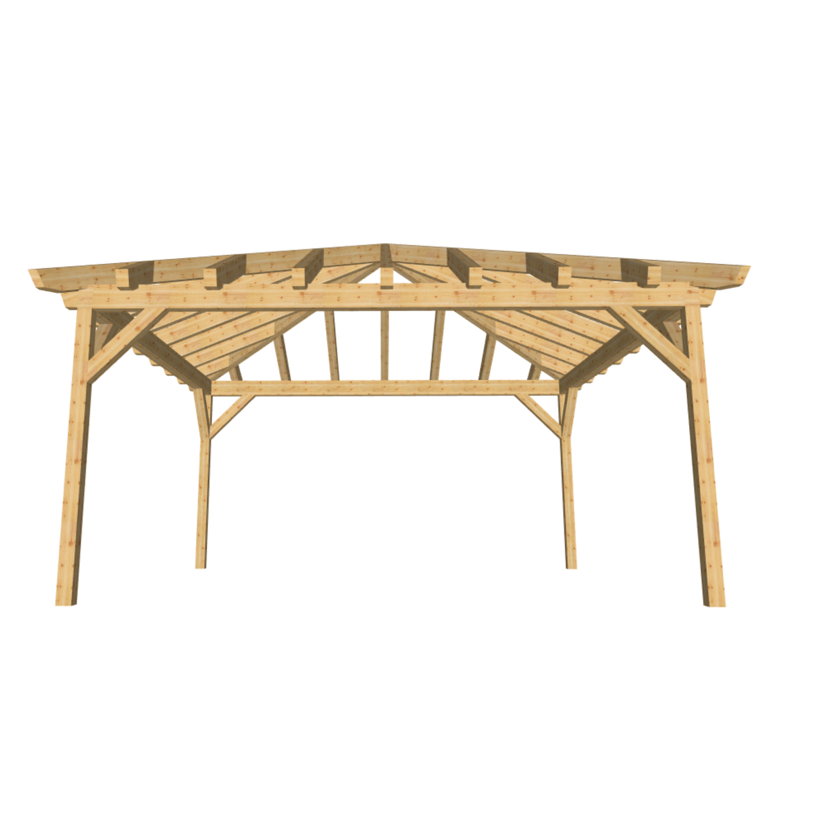 Bauplan Carport Walmdach 14 3D-Frontansicht