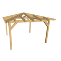 Bauplan Carport Walmdach 15 3D-Ansicht schräg von vorn