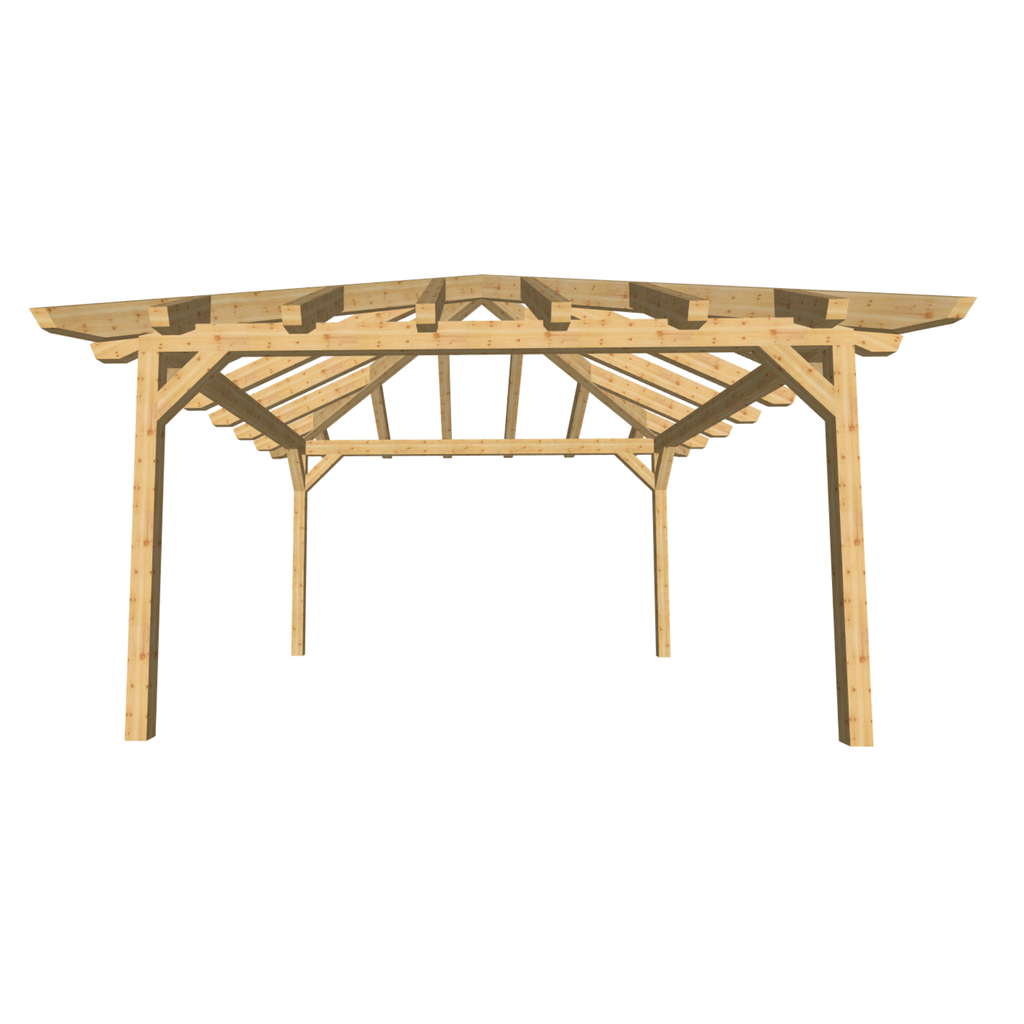 Bauplan Carport Walmdach 1 3D-Frontansicht