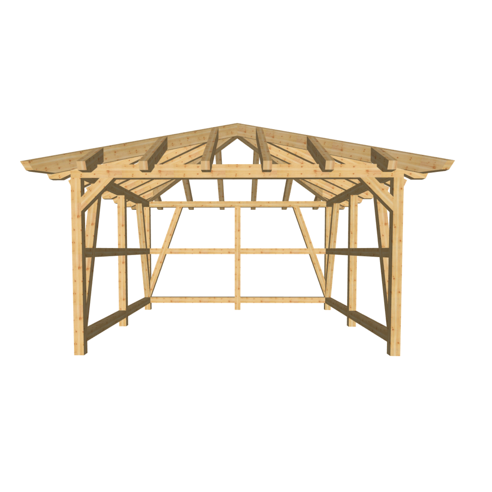 Bauplan Carport Walmdach 2 3D-Frontansicht