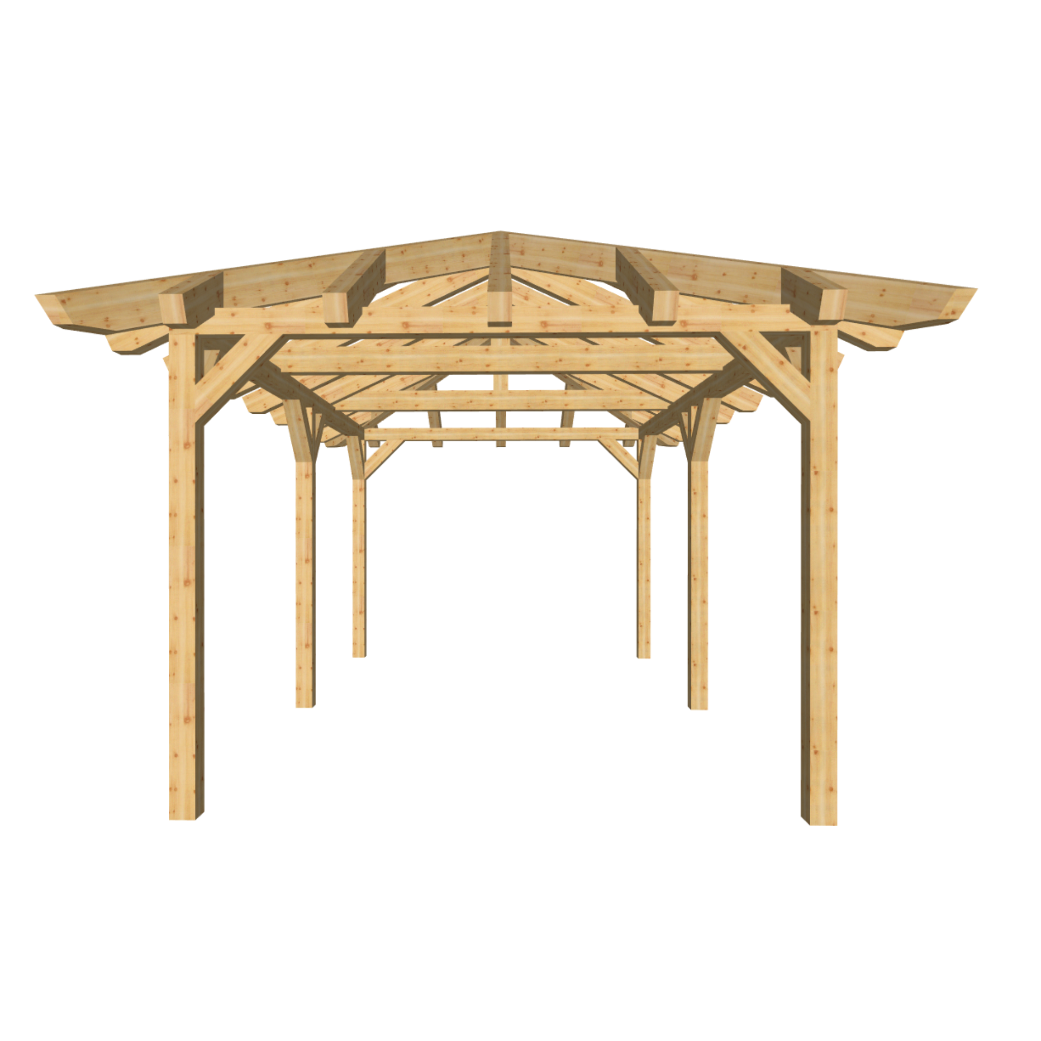 Bauplan Carport Walmdach 3 3D-Frontansicht