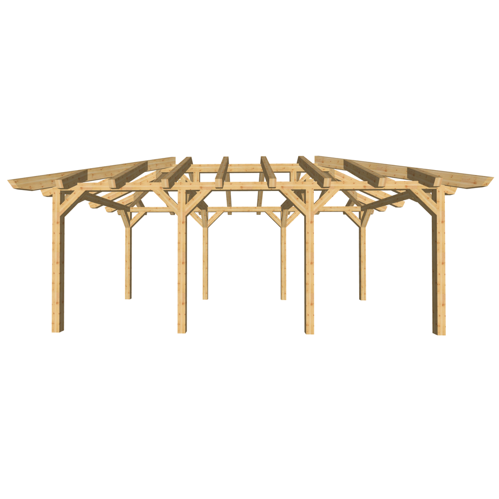 Bauplan Carport Walmdach 5 3D-Frontansicht