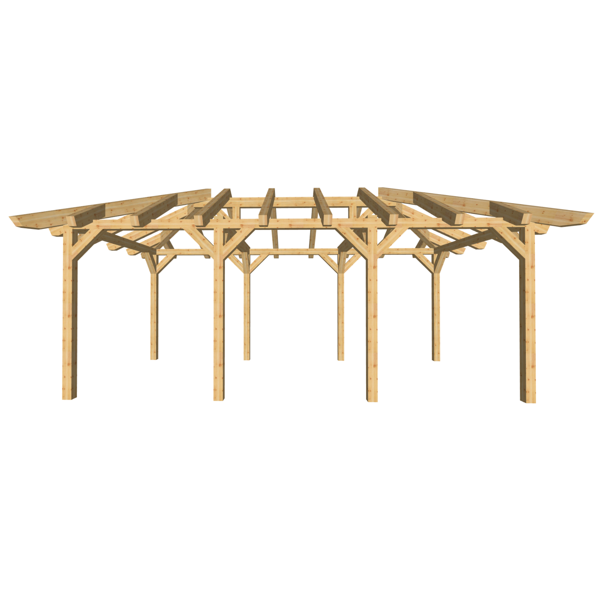 Bauplan Carport Walmdach 5 3D-Frontansicht