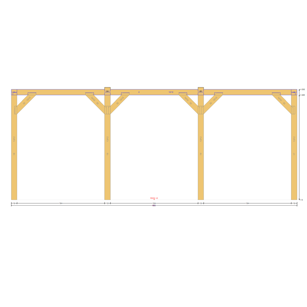 Bauplan Carport Walmdach 5 Seitenansicht mit Bemaßung