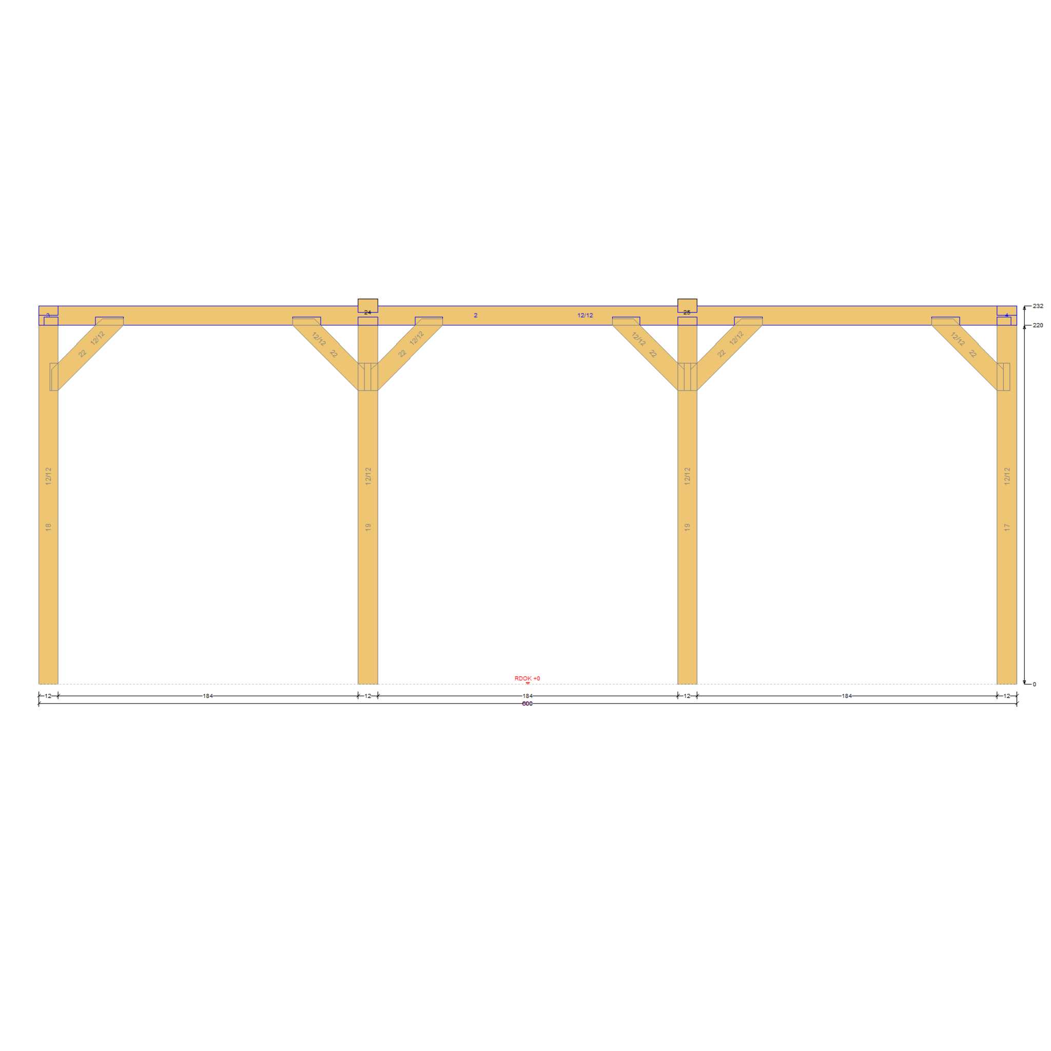 Bauplan Carport Walmdach 5 Seitenansicht mit Bemaßung
