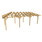 Bauplan Carport Walmdach 7 3D-Ansicht schräg von vorn