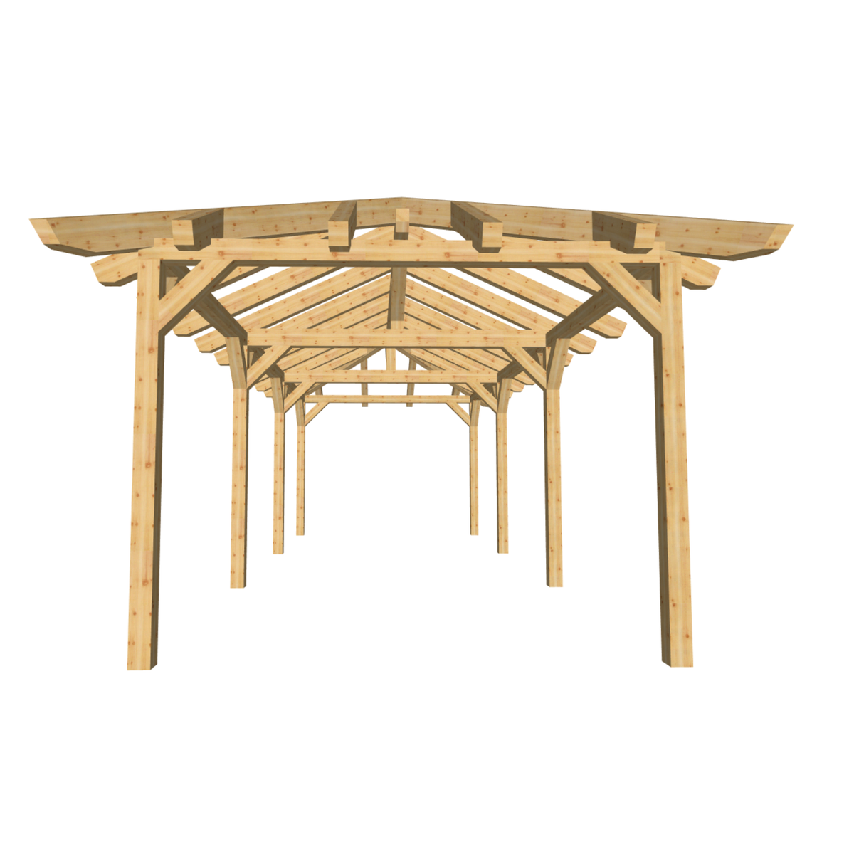 Bauplan Carport Walmdach 7 3D-Frontansicht