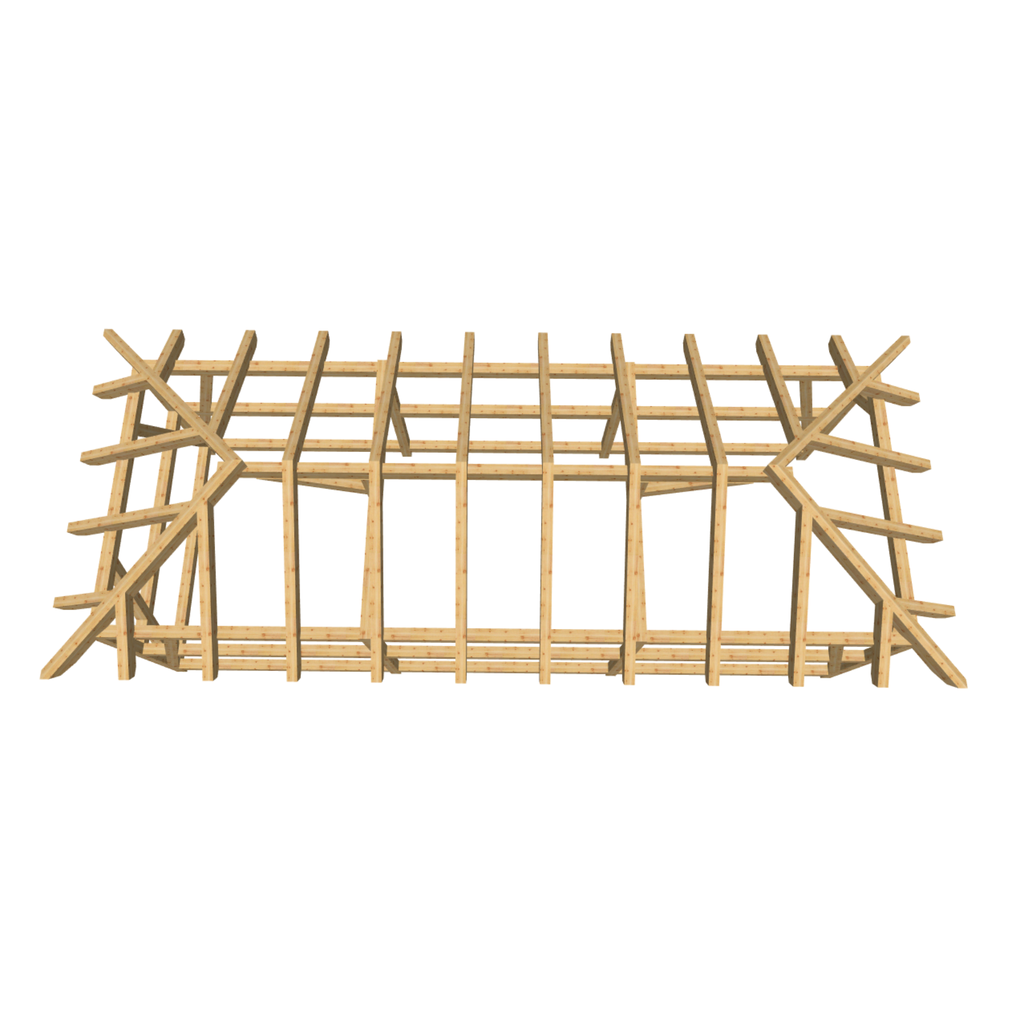 Bauplan Carport Walmdach 8 3D-Draufsicht