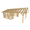 Bauplan Carport mit Geräteschuppen 10 3D-Ansicht schräg von vorn