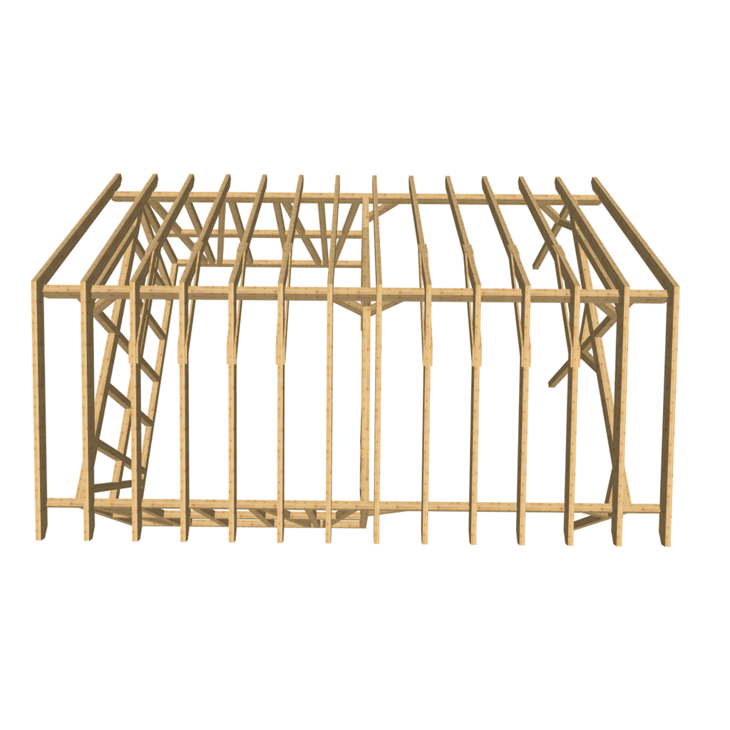 Bauplan Carport mit Geräteschuppen 10 3D-Draufsicht