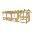 Bauplan Carport mit Geräteschuppen 11 3D-Ansicht schräg von vorn