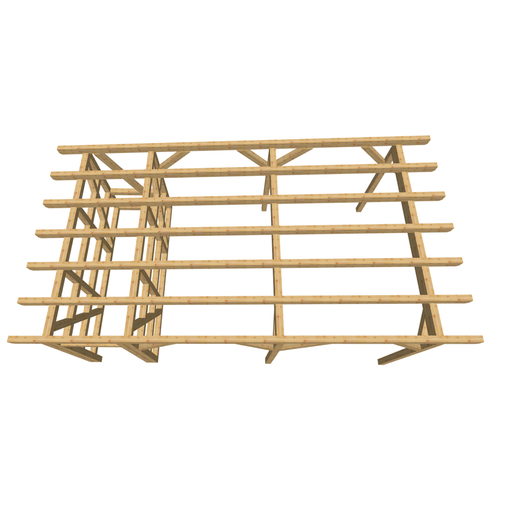 Bauplan Carport mit Geräteschuppen 12 3D-Draufsicht