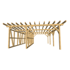 Bauplan Carport mit Geräteschuppen 13 3D-Frontansicht
