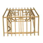 Bauplan Carport mit Geräteschuppen 14 3D-Draufsicht