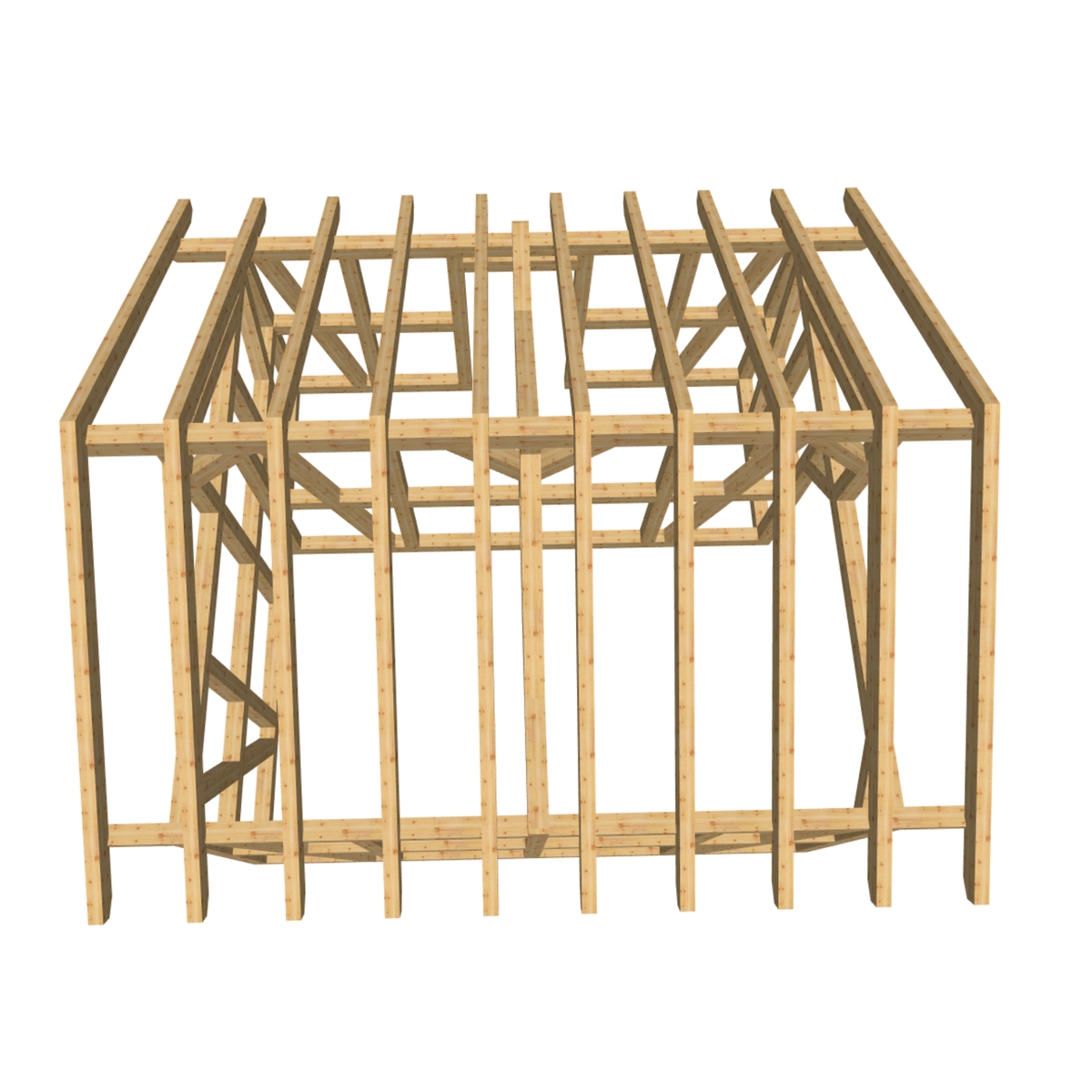 Bauplan Carport mit Geräteschuppen 14 3D-Draufsicht