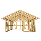 Bauplan Carport mit Geräteschuppen 14 3D-Frontansicht