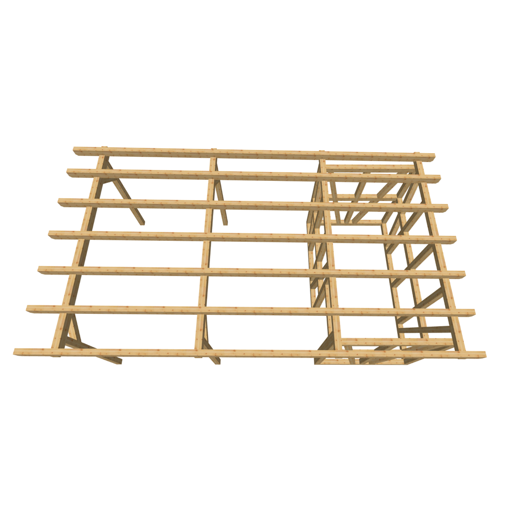 Bauplan Carport mit Geräteschuppen 15 3D-Draufsicht