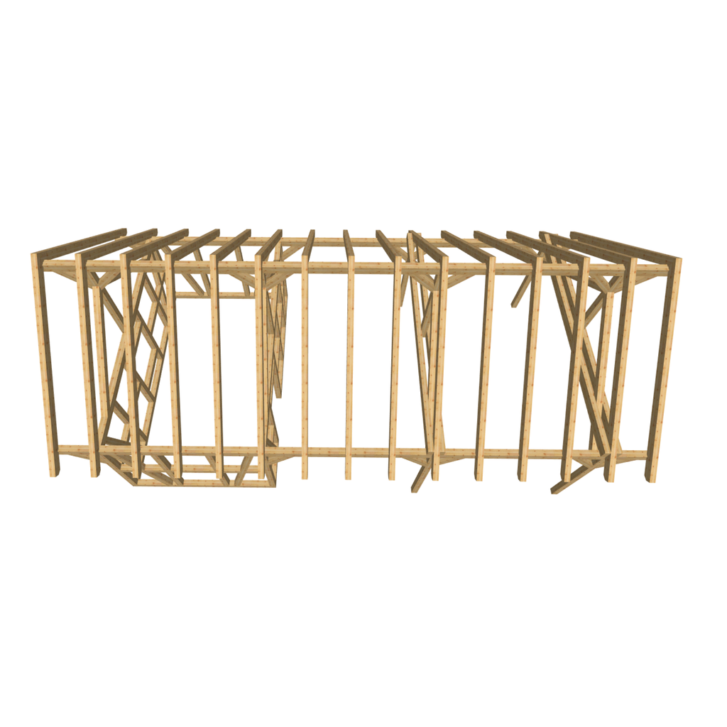Bauplan Carport mit Geräteschuppen 16 3D-Draufsicht