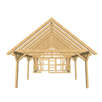 Bauplan Carport mit Geräteschuppen 16 3D-Frontansicht