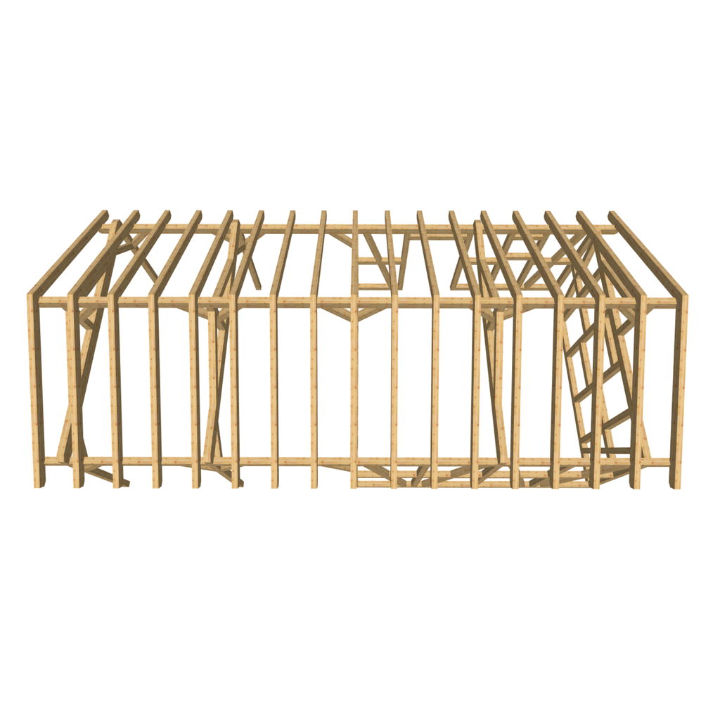 Bauplan Carport mit Geräteschuppen 17 3D-Draufsicht