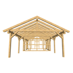 Bauplan Carport mit Geräteschuppen 17 3D-Frontansicht