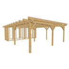Bauplan Carport mit Geräteschuppen 18 3D-Ansicht schräg von vorn