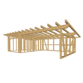 Bauplan Carport mit Geräteschuppen 19 3D-Ansicht schräg von vorn