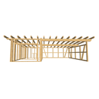 Bauplan Carport mit Geräteschuppen 19 3D-Frontansicht