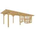 Bauplan Carport mit Geräteschuppen 1 3D-Ansicht schräg von vorn