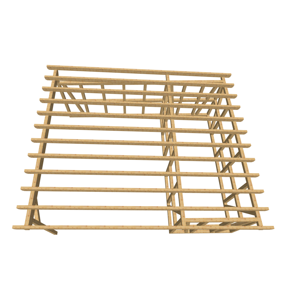 Bauplan Carport mit Geräteschuppen 20 3D-Draufsicht
