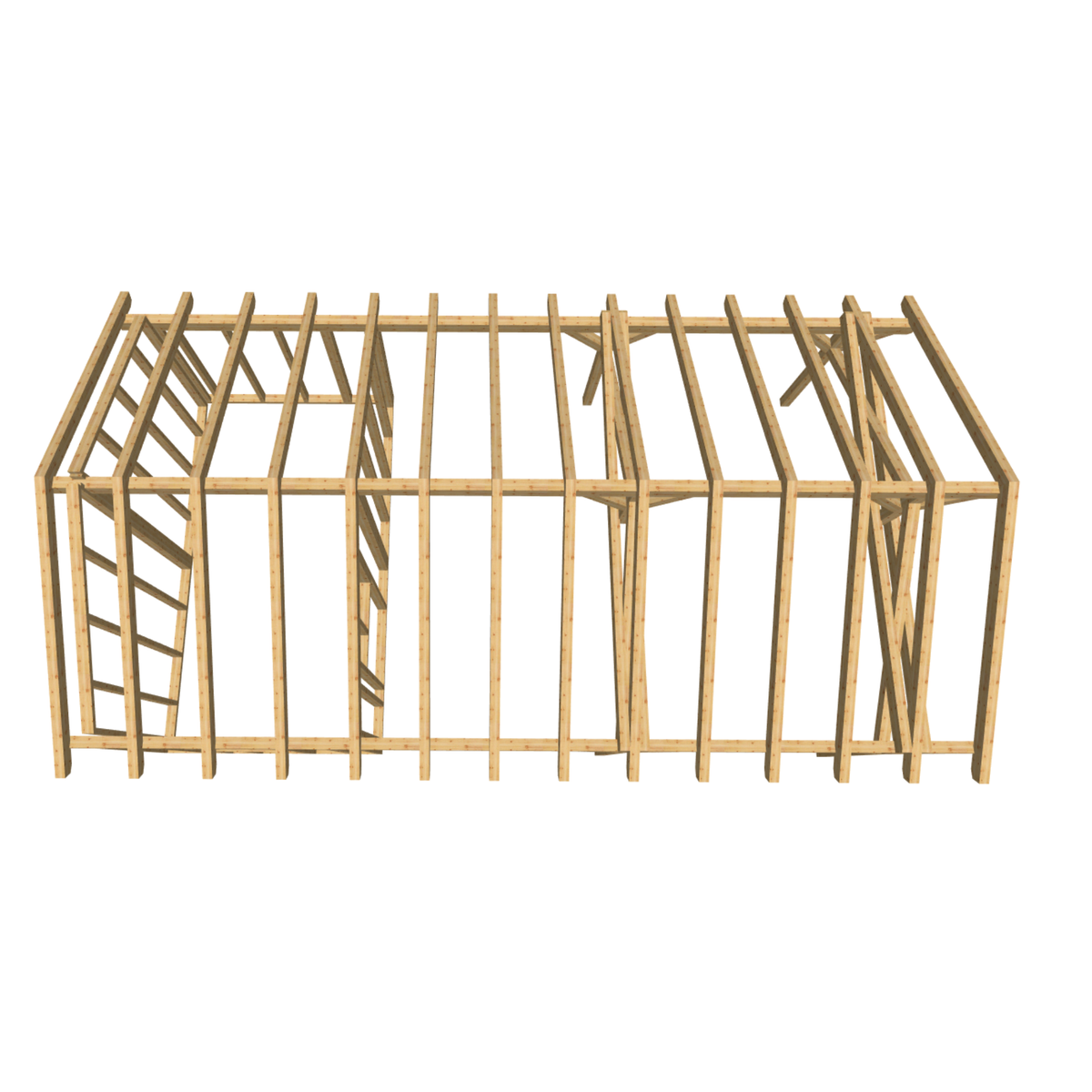 Bauplan Carport mit Geräteschuppen 21 3D-Draufsicht