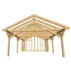 Bauplan Carport mit Geräteschuppen 21 3D-Frontansicht